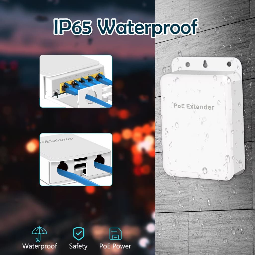 5 พอร์ตกันน้ํา POE Extender 4 พอร์ต Repeater 100/1000Mbps เครือข่ายกลางแจ้ง IP55 VLAN 44-57V สําหรับกล้อง POE Wierless AP รูปที่ 7