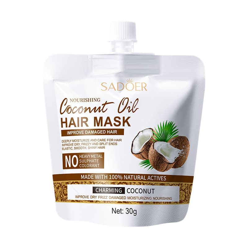 คุณภาพดีมากCoconut Oil HAIR MASK ทรีทเม้นท์ แชมพู เชื่อมแกนผม บำรุงผม ครีมนวดผม ตัวบูสแกนผม กู้ผมเสีย รูปที่ 9