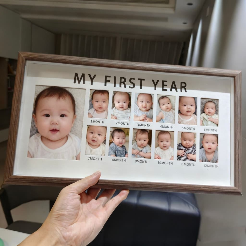 กรอบรูปเด็ก MY FIRST YEAR บันทึกการเติบโตของทารก กรอบรูปความทรงจำลูก ของตกแต่งห้องเด็ก รูปที่ 6