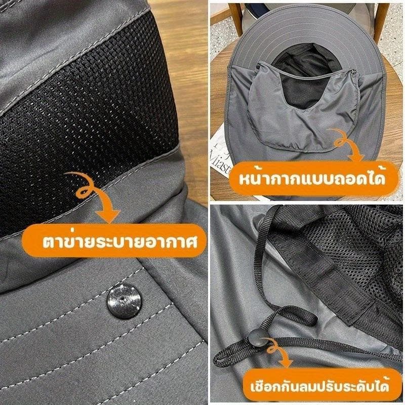 หมวกบังแดดปีกกว้าง หมวกบังแดด หมวกเดินป่า 360 องศา UPF50+ พับได้ สําหรับกิจกรรมกลางแจ้ง ระบายอากาศ รูปที่ 8