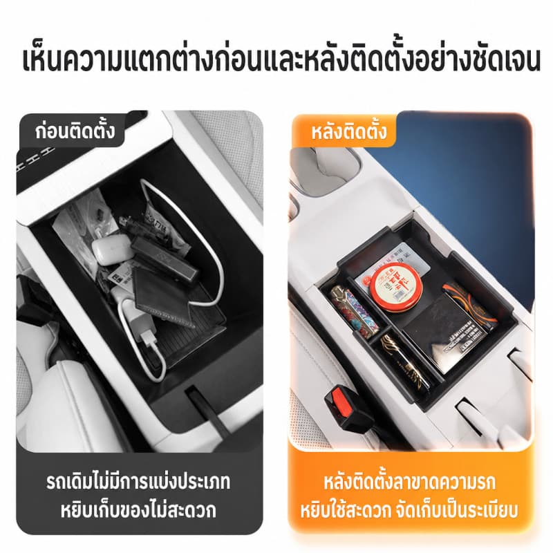 Geely EX2 ถาดคอนโซลกลาง ของตกแต่งภายในรถ กล่องเก็บของ แผ่นรองที่วางแขน ซิลิโคน กันน้ำ รูปที่ 6