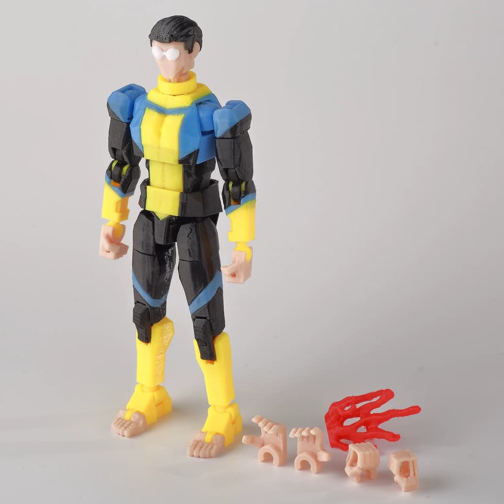 Invincible Young Man ของเล่นการพิมพ์ 3D บล็อกตัวต่อที่สามารถเคลื่อนย้ายได้สุด Invincible Mark Masked Superman Prisoner Series Action Figure รูปที่ 3