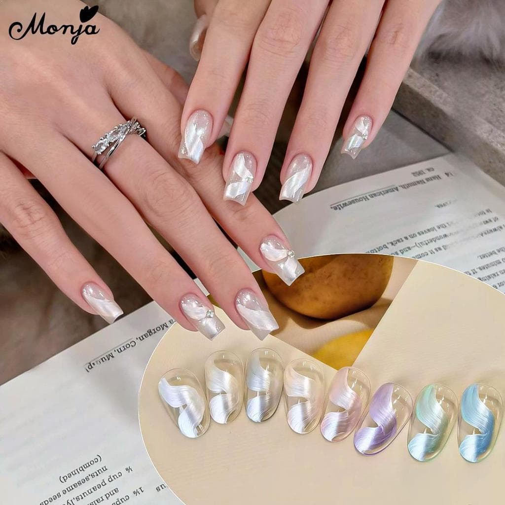Monja 5 ml/กล่องเล็บ Spider UV เจลโปแลนด์สีซาติน Pearlescent ผ้าไหม Smooth Shine สะท้อนแสง Elastic รูปที่ 8