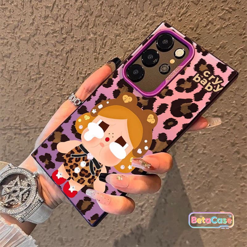 เคสโทรศัพท์ลายเสือดาวน่ารักแบบสาวทำปากจู๋สำหรับ Samsung S30U S25U S25E S24U S24FE S23U S23FE S22U S21 S20FE รูปที่ 6