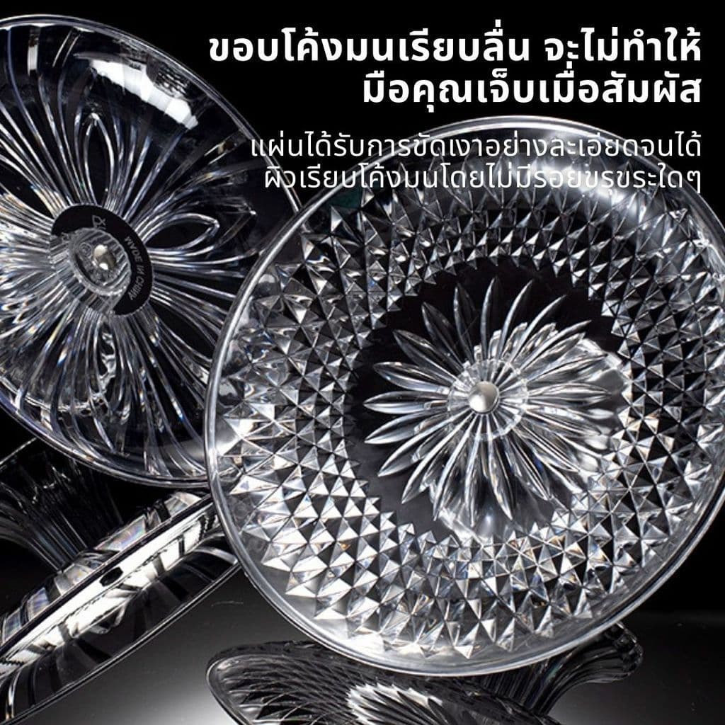 พานใส พานแก้ว พานแก้วคริสตัล พาน พานพระ พานโตก พานแก้วใส 20,25,30,35 ซม.สำหรับวางพระ พวงมาลัย รูปที่ 8
