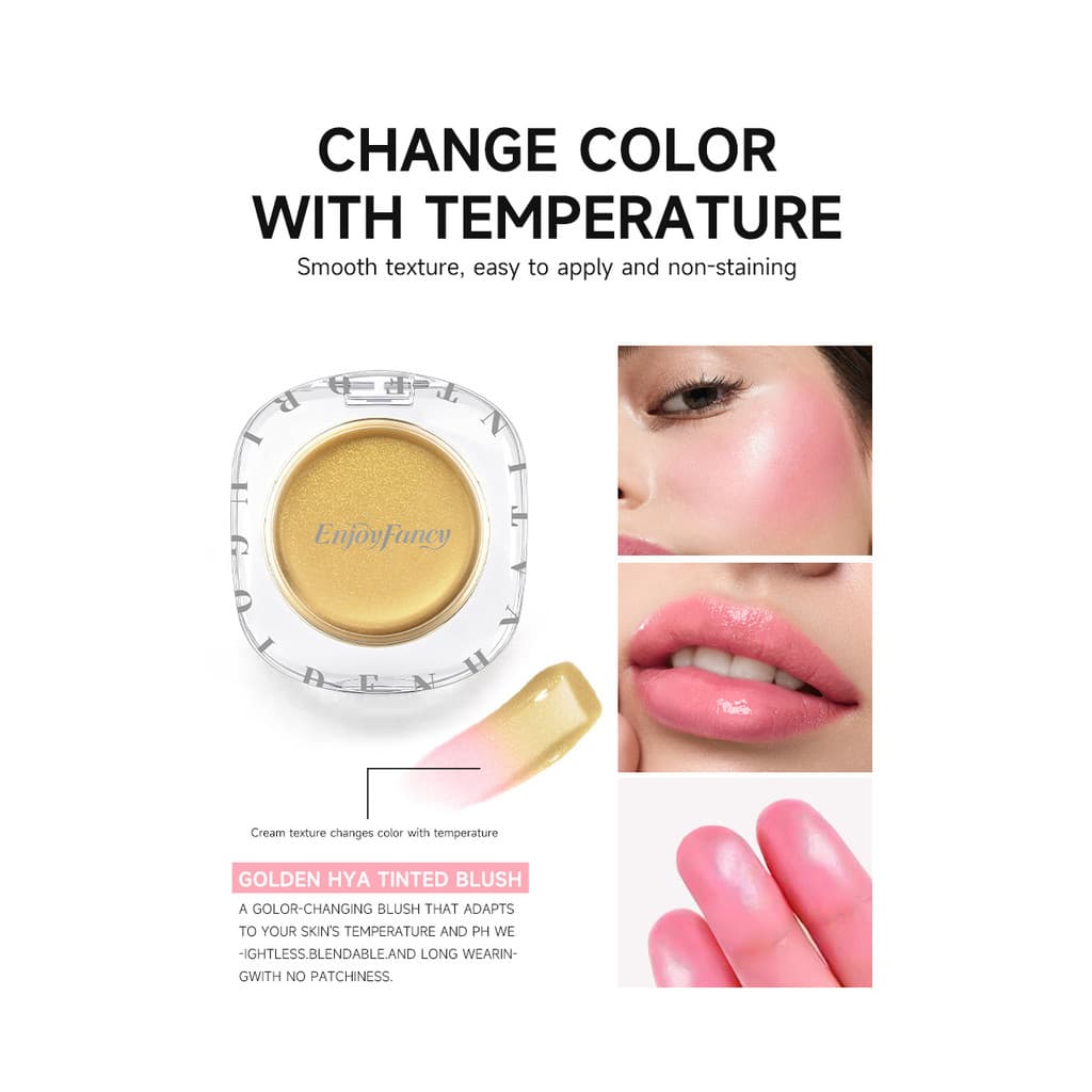 ซื้อ 1 แถม 3 บลัชออนครีมเปลี่ยนสีตามอุณหภูมิ เนื้อครีมชุ่มชื้น สีชมพูธรรมชาติ ใช้ได้ทั้งแก้มและปาก รูปที่ 9