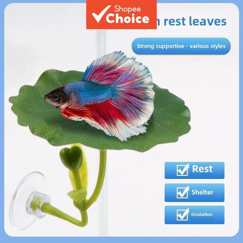 Betta Fish Leaf Hammock Lotus Rest Bed Aquarium Decor Sleep Egg Laying พืชจําลอง รูปที่ 1