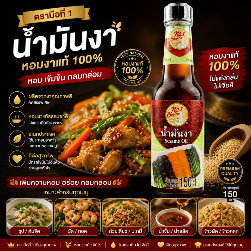 ง่วนสูน ตรามือที่ 1 น้ำมันงา Sesame oil 150 ml. รูปที่ 1