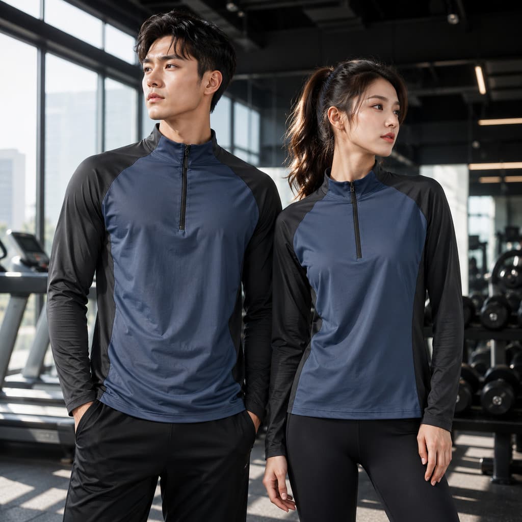 เสื้อว่ายน้ำแขนยาว กันยูวี ชายหญิง เสื้อกีฬาใส่วิ่ง ฟิตเนส ผ้ายืดแห้งไว ระบายอากาศ มีไซซ์ใหญ่ รูปที่ 1