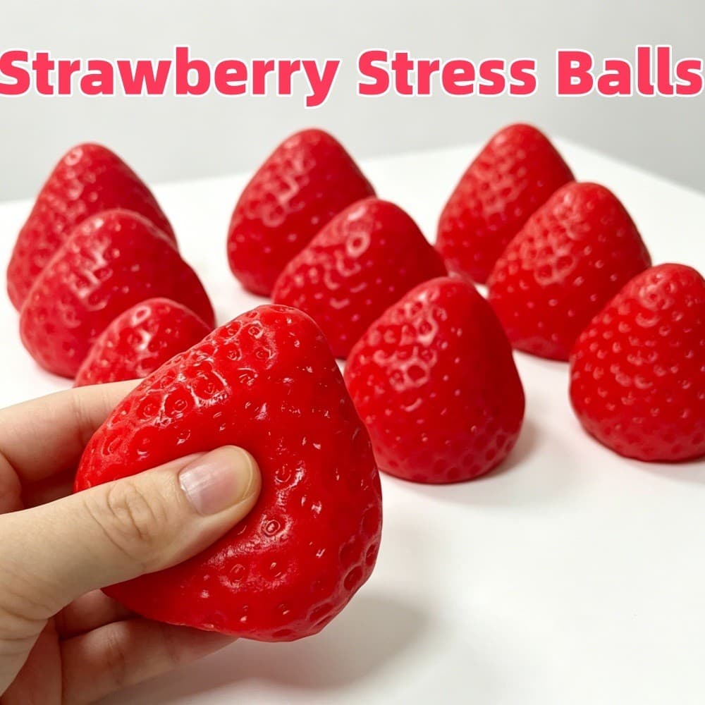 Squishy สตรอเบอร์รี่ความเครียด Ball Soft Fidget Sensory ของเล่นสําหรับ ADHD ออทิสติกช้า Rebound Squeeze ของเล่นสําหรับผู้ใหญ่เด็กคริสต์มาสของขวัญ รูปที่ 1