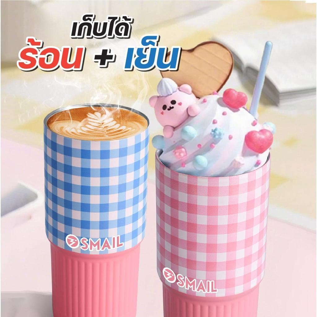แก้วเก็บอุณหภูมิ SMAIL 750ml แก้วน้ำสแตนเลสแท้ 316 ปากกว้าง ล้างง่าย ใช้ได้ทั้งร้อนและเย็น มี 7 สี 7 แบบ ให้เลือก รูปที่ 8