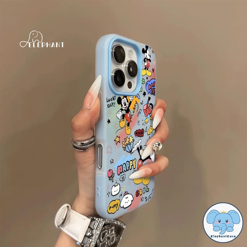 สำหรับ IPhone 17 AIR 16 15 11 14 13 12 Pro Max 16 7 8 Plus XS X XR Max การ์ตูน ลูกหมา ลูกแมว มิกกี้เมาส์ 2in1 เคสซิลิโคน รูปที่ 5