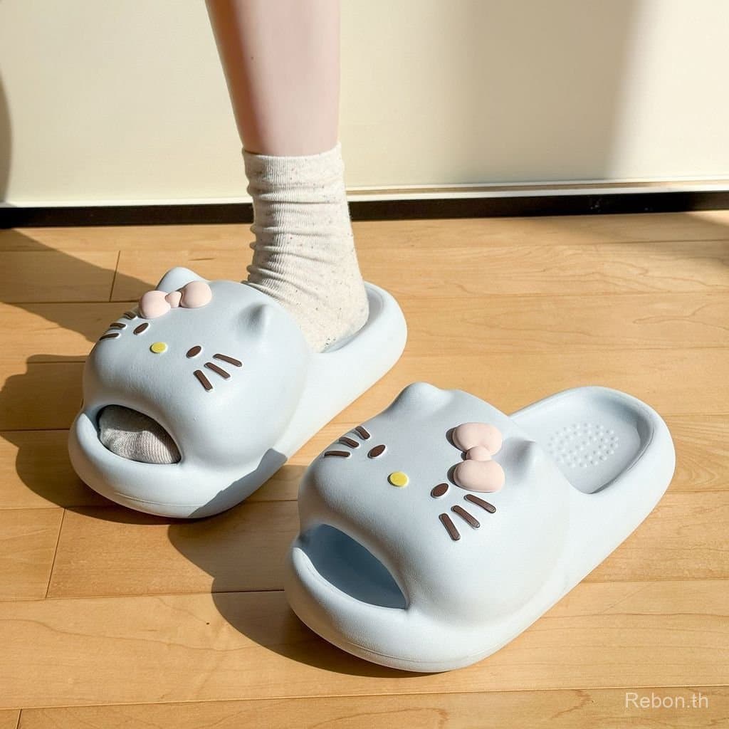 SEZI รองเท้าแตะหนา Soled สุภาพสตรีสวมใส่กลางแจ้งแมวน่ารักในร่มในครัวเรือนห้องน้ํา Shit-Stepping Anti @ รูปที่ 7