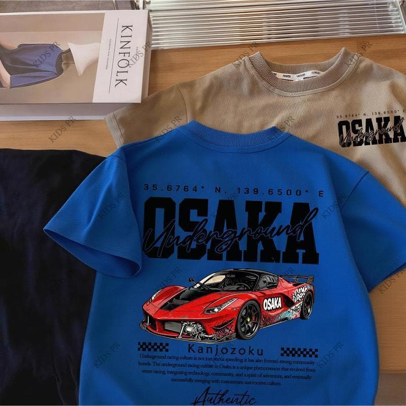 COD 2026 Tokyo Racing Car Printed Kid's T-shirt Fashion Trendy Casual Pure Cotton Top for 3-13 Yrs T11 รูปที่ 5