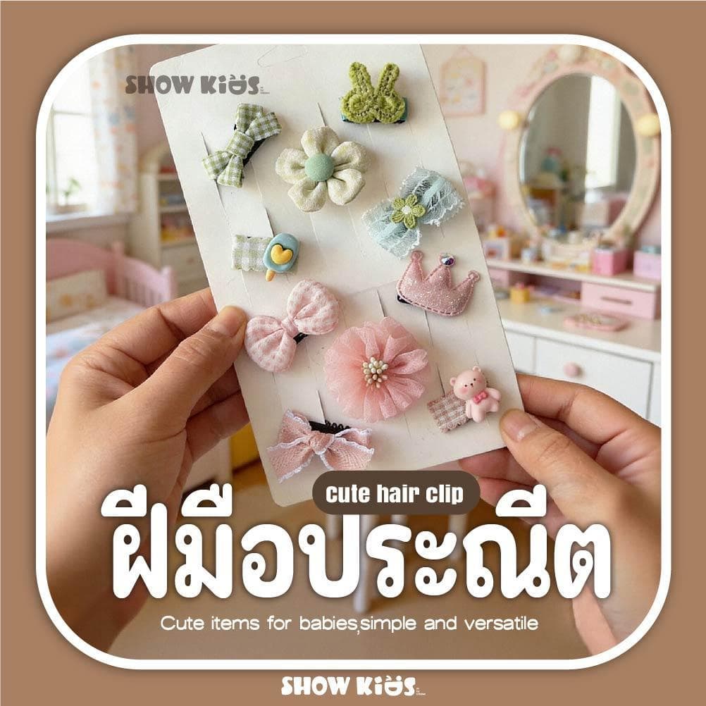 กิ๊บติดผมเด็ก 5 ชิ้น/เซ็ต ลายน่ารัก สีพาสเทล โบว์ ดอกไม้ หัวใจ มงกุฎ สไตล์เกาหลี แฟชั่นสำหรับเด็กผู้หญิง รูปที่ 5