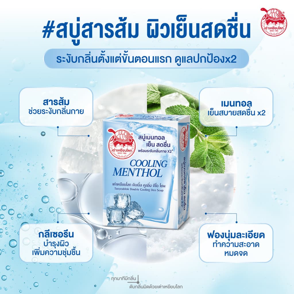 Taoyeablok Soap สบู่ เต่าเหยียบโลก สบู่ระงับกลิ่นกาย สบู่สารส้ม ทำความสะอาดผิว รูปที่ 5