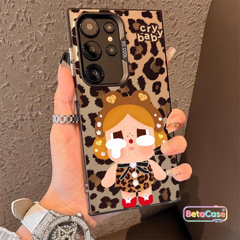 เคสโทรศัพท์ลายเสือดาวน่ารักแบบสาวทำปากจู๋สำหรับ Samsung S30U S25U S25E S24U S24FE S23U S23FE S22U S21 S20FE รูปที่ 1