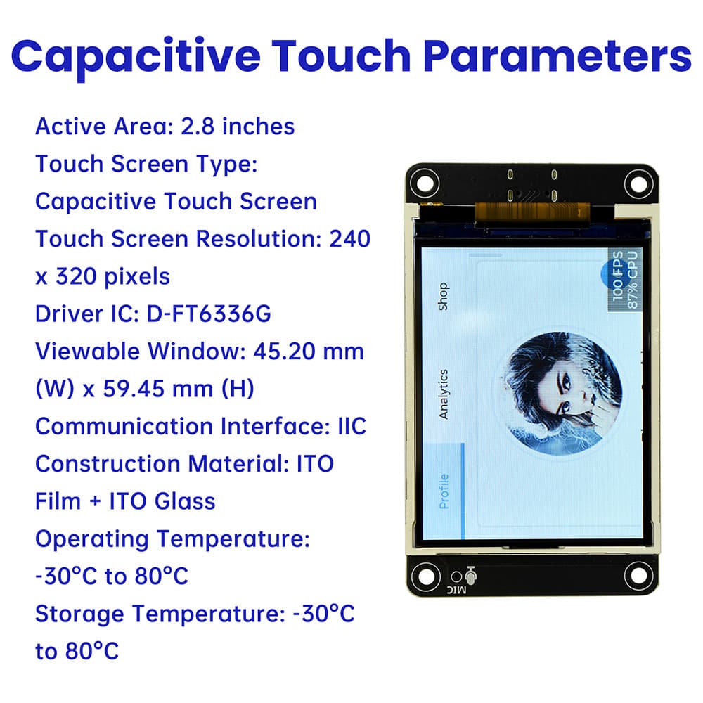 ESP32-S3 ES3C28P บอร์ดพัฒนา WiFi BT สมาร์ทจอแสดงผลหน้าจอ 2.8 นิ้วโมดูล TFT หน้าจอสัมผัสรองรับ XiaoZhi Type-C รูปที่ 8