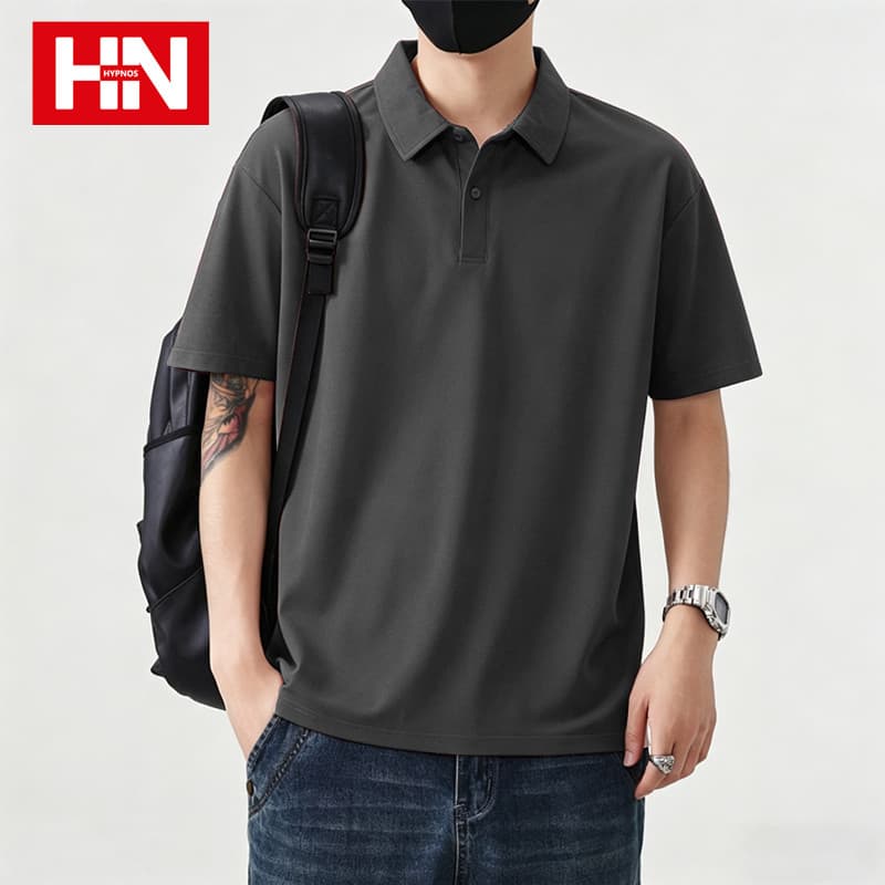 HYPNOS 9001-GB เสื้อโปโล POLO Oversize ทรงหลวม ใส่ได้ทั้งผู้ชายและผู้หญิง สีพื้น เสื้อยืด T-Shirt แฟชั่นสไตล์มินิมอล รูปที่ 6