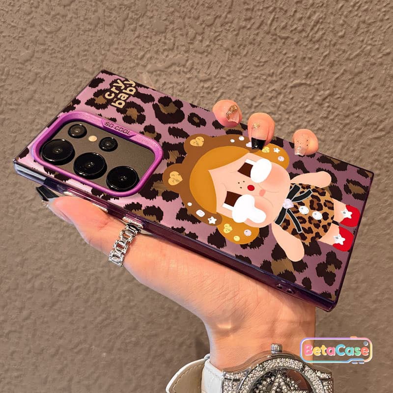 เคสโทรศัพท์ลายเสือดาวน่ารักแบบสาวทำปากจู๋สำหรับ Samsung S30U S25U S25E S24U S24FE S23U S23FE S22U S21 S20FE รูปที่ 2