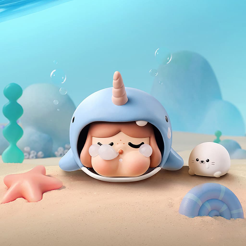 P POPMART CRYBABY Tears Flow เข้าสู่ Sea Series เครื่องประดับอินเทรนด์เล่นรูป Mystery กล่องของขวัญ รูปที่ 9