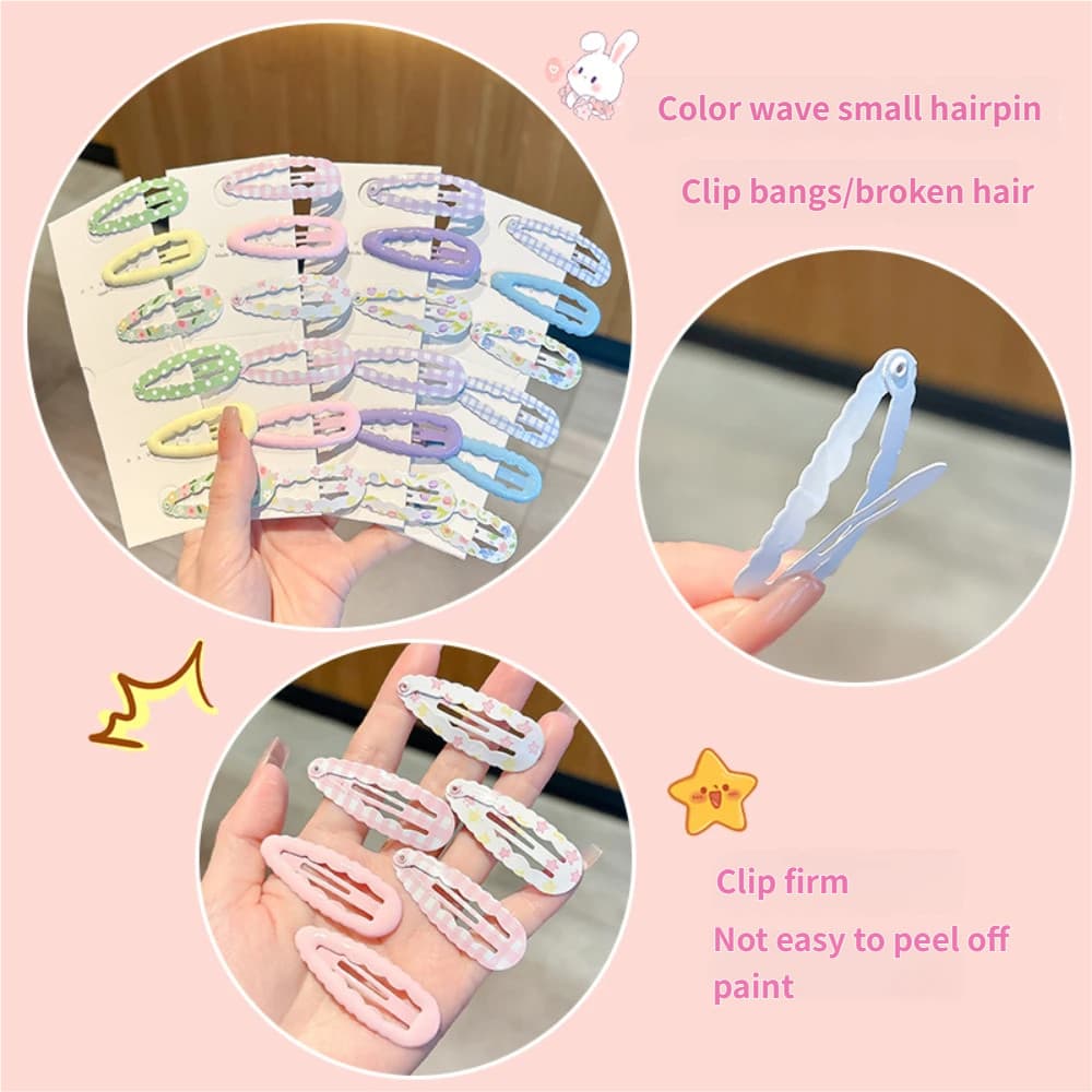 คลิปบีบีลายดอกไม้หยดน้ำสีสันสดใส คลิปหนีบหน้าม้าข้าง สำหรับนักเรียนผู้หญิง รูปที่ 3