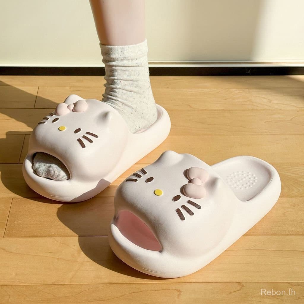 SEZI รองเท้าแตะหนา Soled สุภาพสตรีสวมใส่กลางแจ้งแมวน่ารักในร่มในครัวเรือนห้องน้ํา Shit-Stepping Anti @ รูปที่ 6