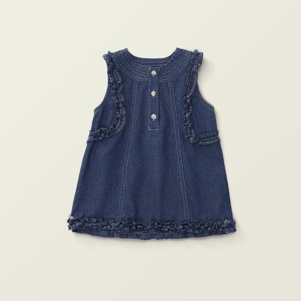 Hania kids ชุดเดรสยีนส์เด็กแขนกุด เสื้อผ้าเด็กผู้หญิง K4125029 รูปที่ 4