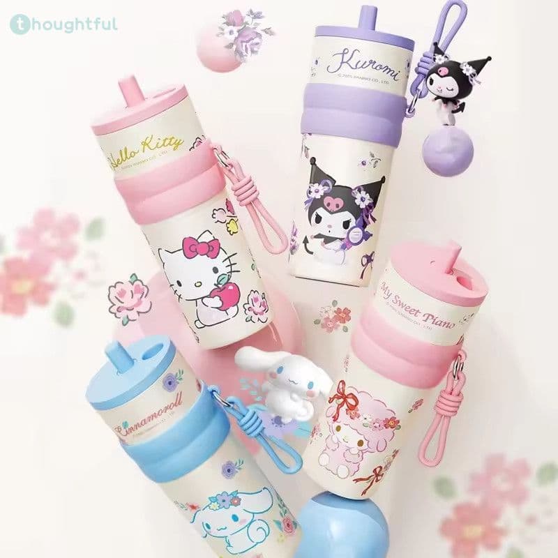แก้วน้ำเย็นแบบมีหลอดดูด ลายการ์ตูน Hello Kitty Kuromi ขนาด 710 มล. ขวดน้ำพกพาขนาดใหญ่ ลายการ์ตูน Nick Wilde Judy TH รูปที่ 1