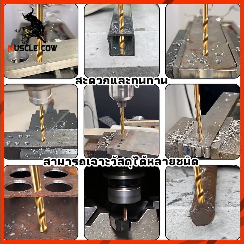 MUSCLE COW ดอกสว่านไฮสปีดงานหนัก ไทเทเนียม 1-13mm เหมาะกับงานเจาะเหล็ก ไม้ พลาสติก รูปที่ 7