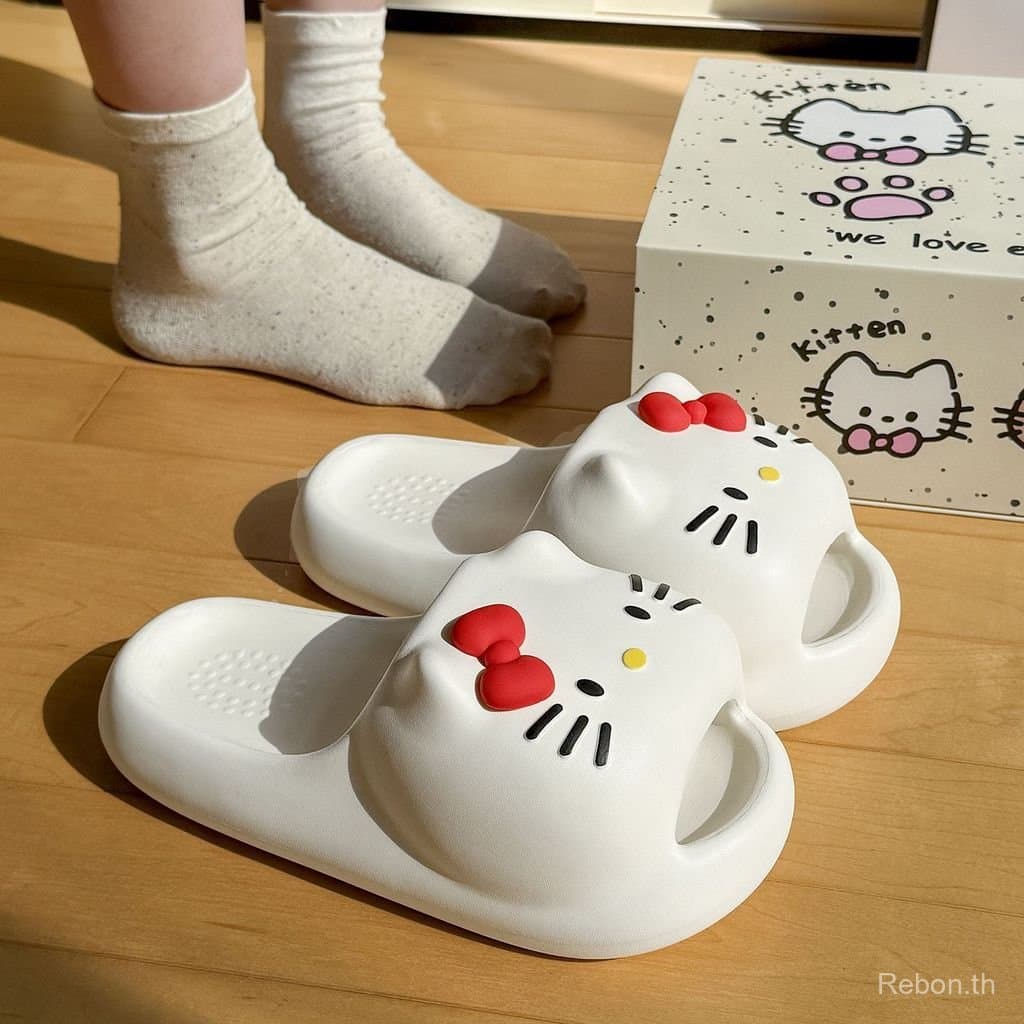 SEZI รองเท้าแตะหนา Soled สุภาพสตรีสวมใส่กลางแจ้งแมวน่ารักในร่มในครัวเรือนห้องน้ํา Shit-Stepping Anti @ รูปที่ 1