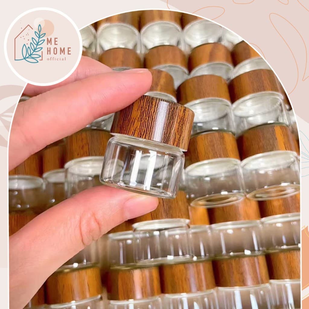 ขวดแก้วจิ๋ว10ml , 30ml ขวดแก้วฝาไม้ ขวดครีมไซส์เล็ก พกพาง่าย ใช้ใส่ครีม โลชั่น บาล์ม หรือเครื่องหอมต่าง ๆ รูปที่ 1