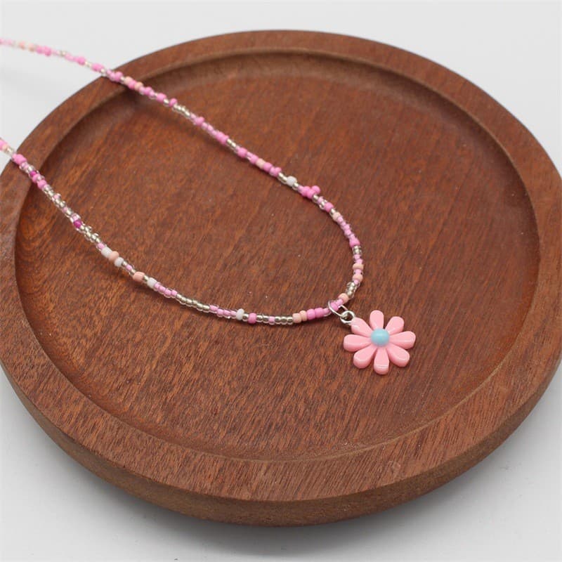 จี้ดอกไม้ necklace เครื่องประดับแฟชั่น handmade หลายสี สําหรับผู้หญิง#0358 รูปที่ 2