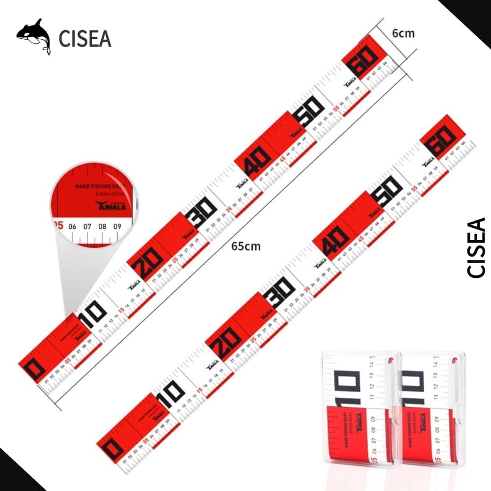 CISEA F460 สายวัดปลาลูร์ 65 ซม. กันน้ำ แบบนุ่มยืดหยุ่น วัสดุ PVC ทนทาน สำหรับวัดความยาวปลา ตกปลาทะเล-น้ำจืด ใช้ได้ทั้งซม.-นิ้ว พร้อมสายคล้อง รูปที่ 1