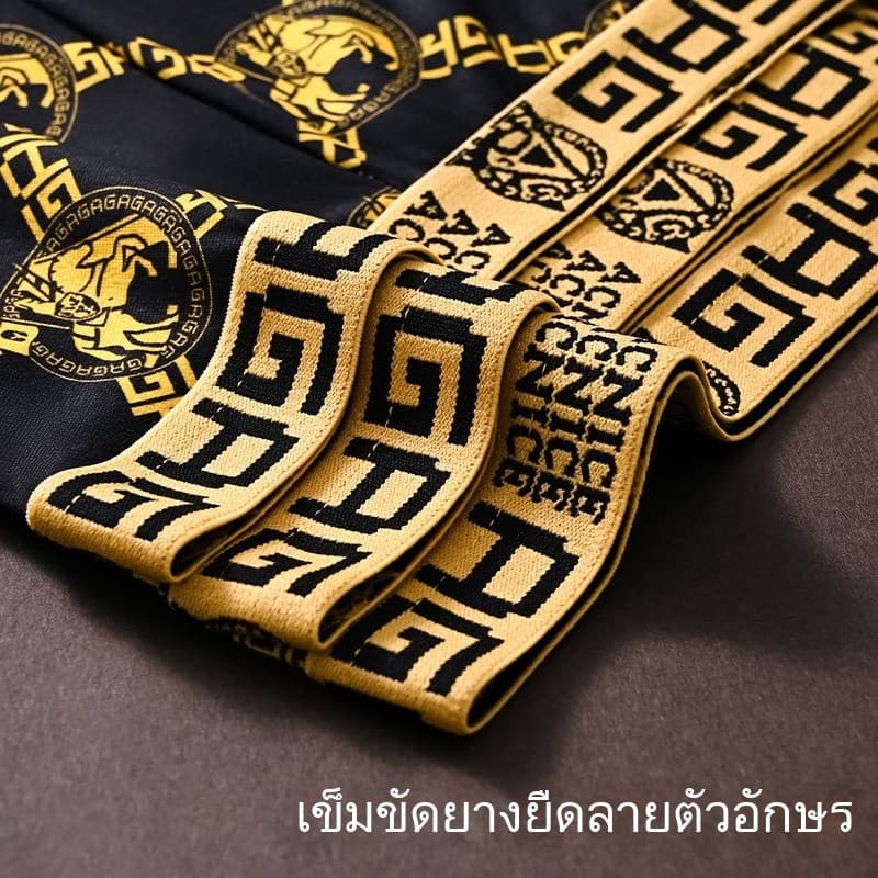 NK-3502กางเกงในชาย 4 ตัว พิมพ์ลายดำทอง หรู ระบายอากาศดี สไตล์modern ส่งจากไทย รูปที่ 2