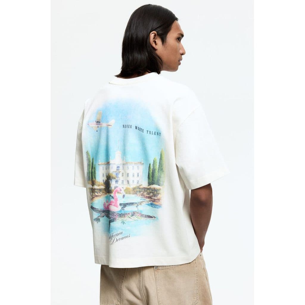 H&M เสื้อยืดพิมพ์ลายแบบหลวม ผู้ชาย 1262292_5 รูปที่ 5