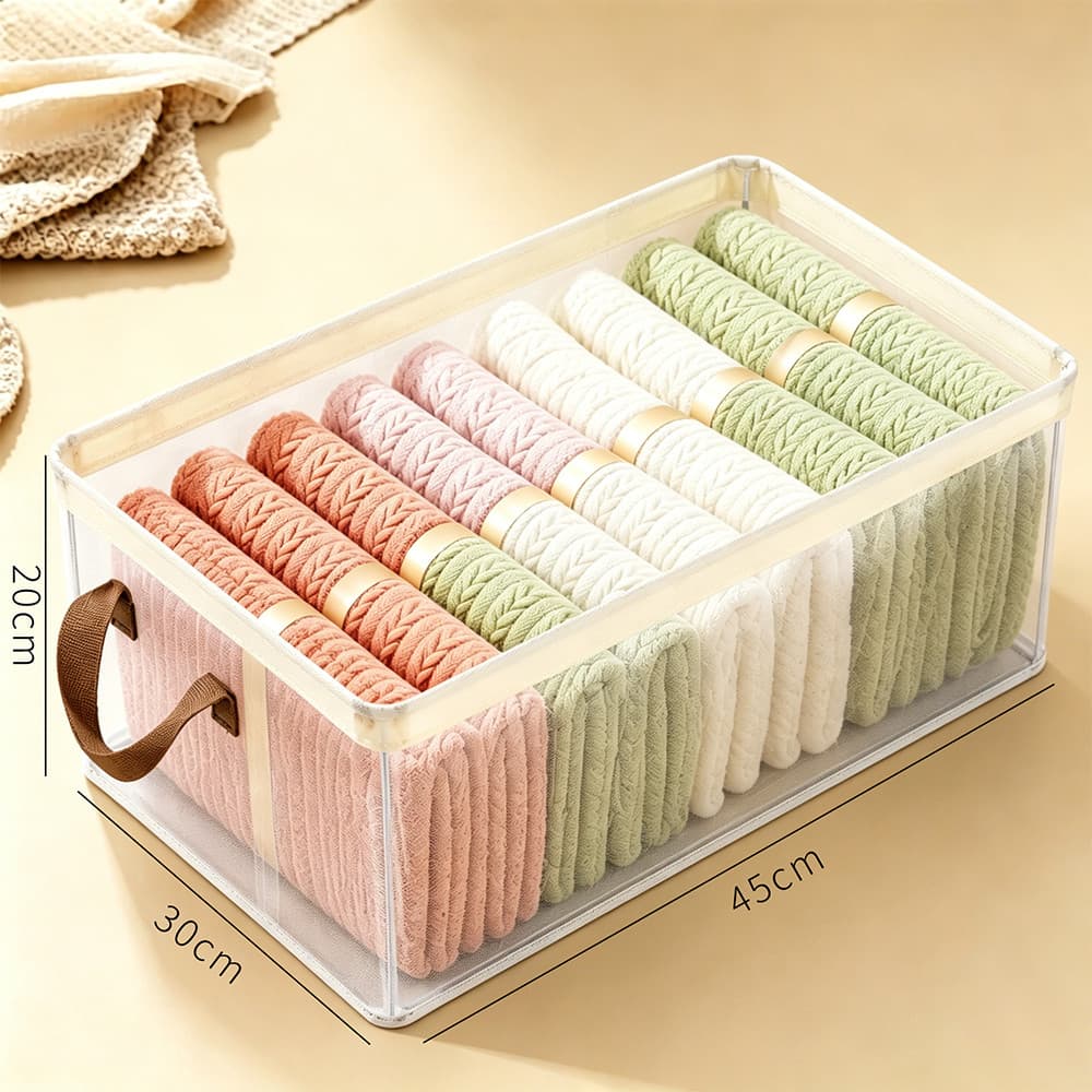 5PCS กล่องเก็บของ กล่องเก็บเสื้อผ้า กล่องเก็บของโปร่งใส กล่องจัดเก็บเสื้อผ้าความจุใหญ่โครงเหล็กหนา ตะกร้าจัดเก็บพับได้ รูปที่ 7