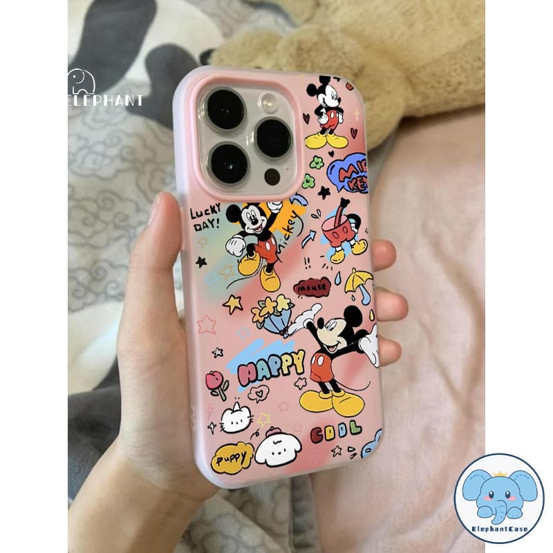 สำหรับ IPhone 17 AIR 16 15 11 14 13 12 Pro Max 16 7 8 Plus XS X XR Max การ์ตูน ลูกหมา ลูกแมว มิกกี้เมาส์ 2in1 เคสซิลิโคน รูปที่ 3