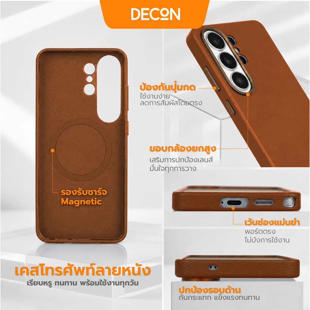 DECON DCPU-EX เคสลายหนัง PU รองรับชาร์จแม่เหล็ก สำหรับ S26U / S25U / Fold7 / Flip7 รูปที่ 3
