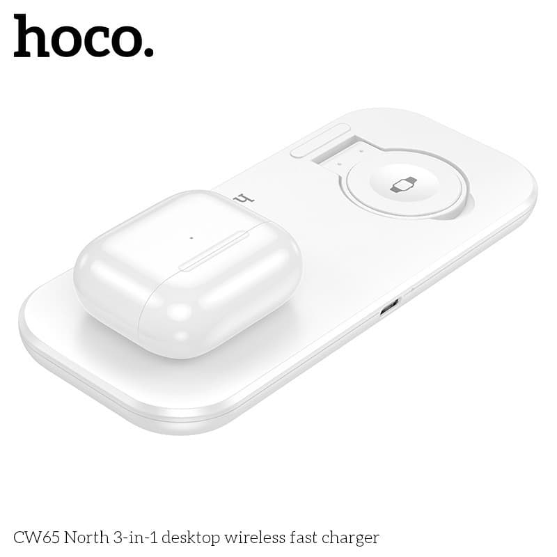 HOCO CW65 แท่นชาร์จไร้สาย 3in1 รองรับ มือถือ Phone / iOS Watch / หูฟัง จ่ายไฟ 15W Qi Wireless Charger hc6 รูปที่ 3