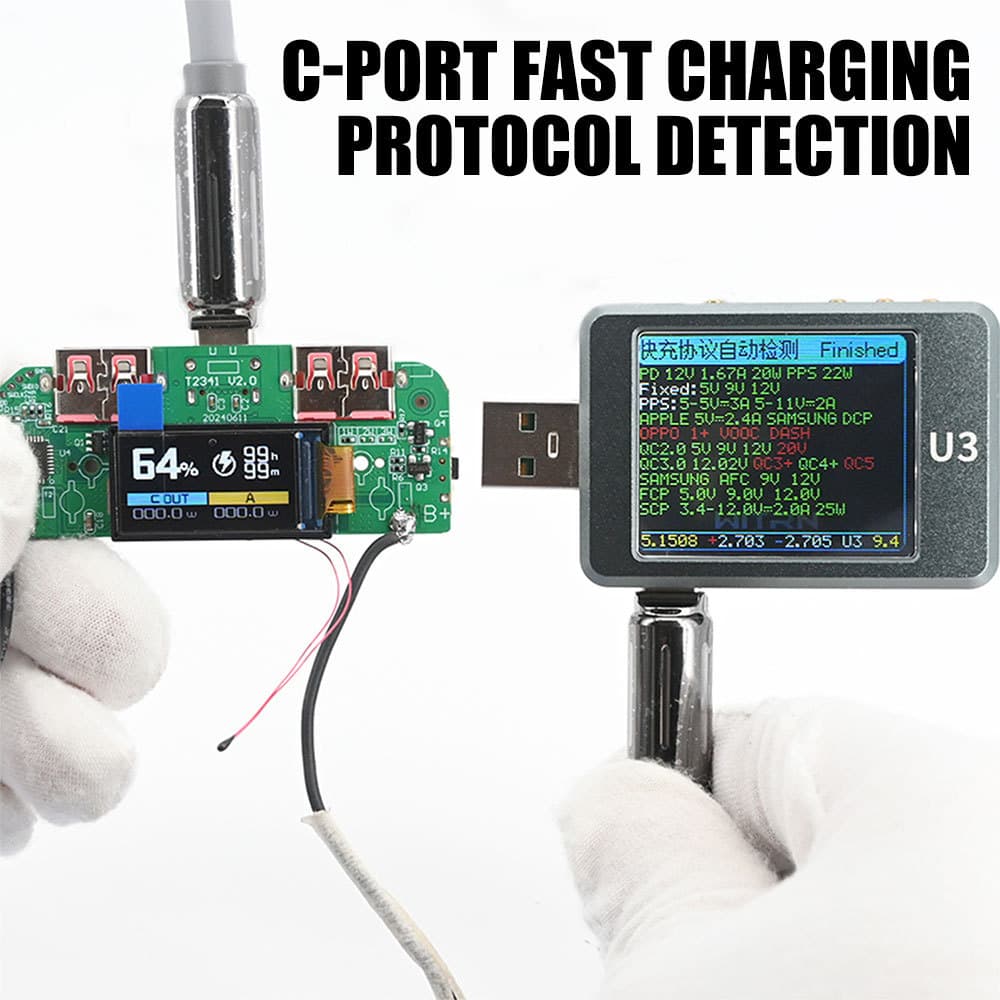 22.5W PD/QC หน้าจอสี Super Fast ชาร์จโมดูลวงจร DIY เมนบอร์ด 5V 3A/9V 2A/12V 1.5A/10V2.25A รูปที่ 4