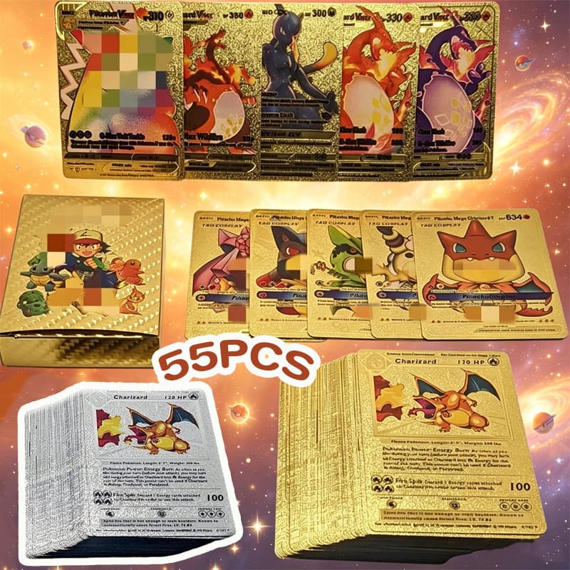 Pokemon Cards 55ชิ้น การ์ดโปเกม่อน โปเกม่อน รุ่นภาษาอังกฤษ การ์ดฝึกเล่นปิกาจู รูปที่ 1