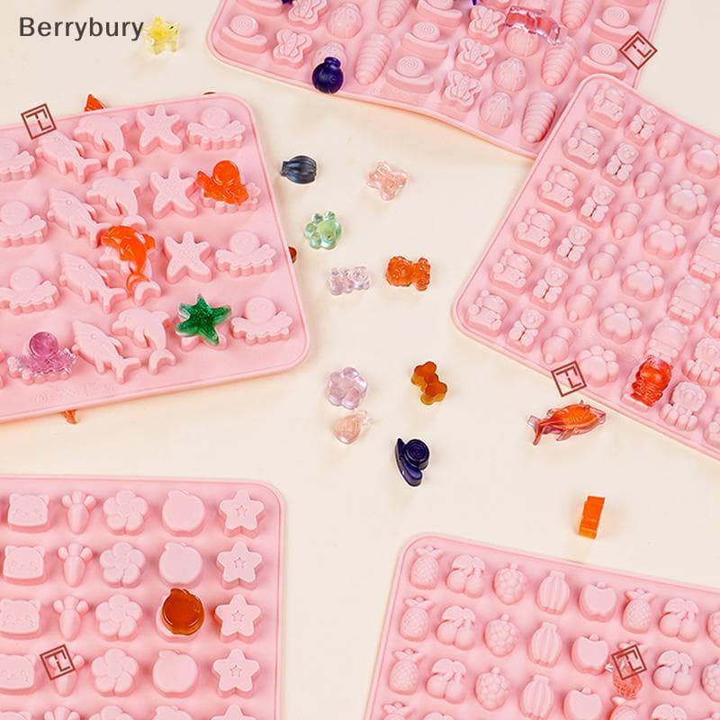 Berrybury ผสมผลไม้สัตว์ซิลิโคนช็อกโกแลตแม่พิมพ์ปลา Fudge Candy Jelly Mould เรขาคณิตหัวใจเค้กตกแต่งเบเกอรี่ถาดน้ําแข็งของขวัญใหม่ รูปที่ 4