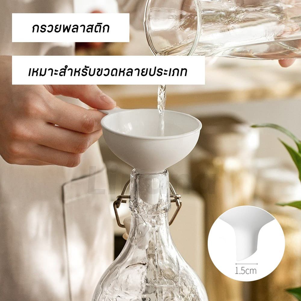 กรวยกรอกน้ำ แบบมีด้ามจับ พลาสติกหนาพิเศษ สำหรับกรอกน้ำมัน/เครื่องปรุง อเนกประสงค์ ใช้สำหรับขวดที่สามารถบรรจุซ้ำได้ รูปที่ 2