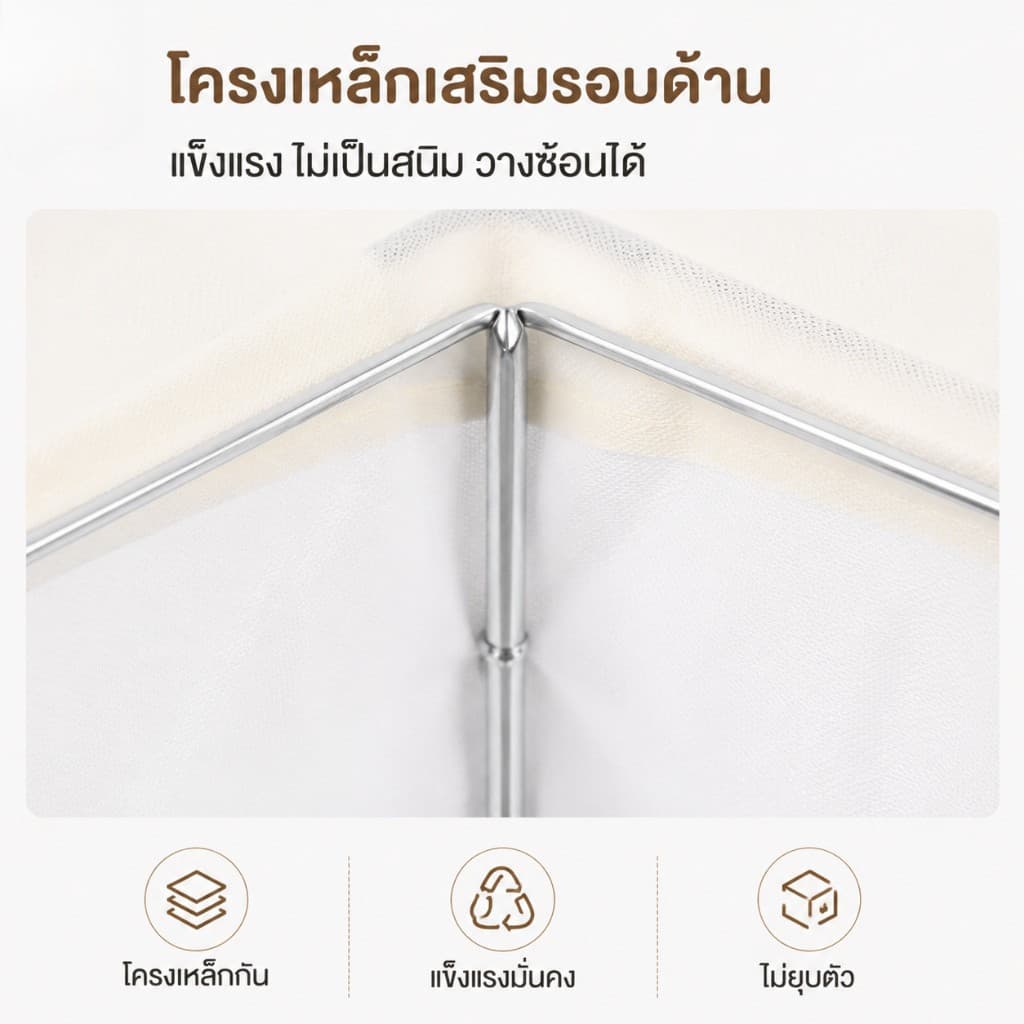 5PCS กล่องเก็บของ กล่องเก็บเสื้อผ้า กล่องเก็บของโปร่งใส กล่องจัดเก็บเสื้อผ้าความจุใหญ่โครงเหล็กหนา ตะกร้าจัดเก็บพับได้ รูปที่ 4