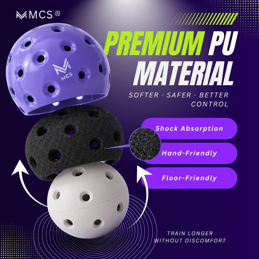 MCS Pro ลูกบอลฝึกซ้อมในร่ม Silent Pickleball | ลูกบอลโฟม ปู่ เงียบเป็นพิเศษสําหรับฝึกซ้อมในร่มและการเล่นเสียงรบกวนต่ํา รูปที่ 4
