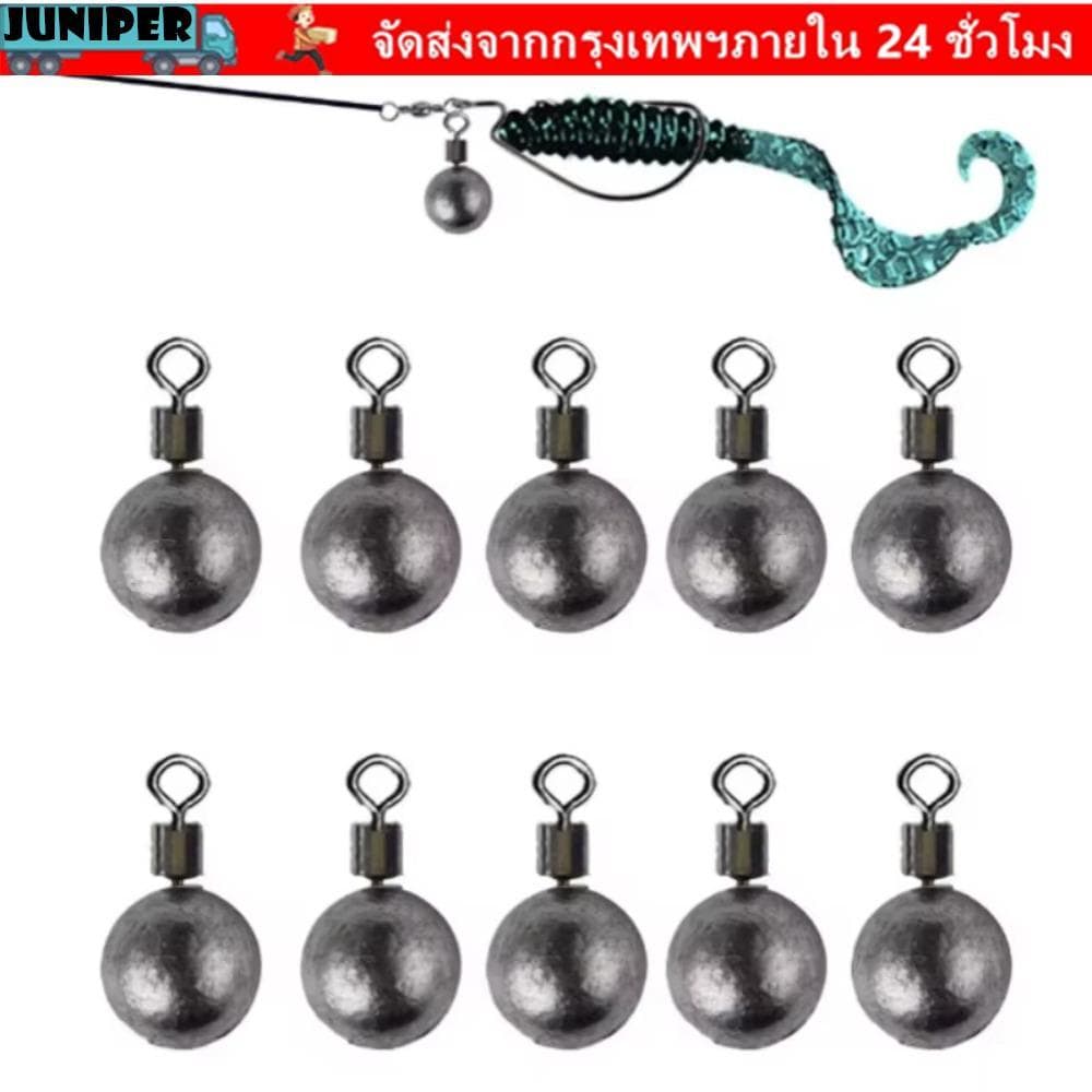 JUNIPER 10 ชิ้น Drop Shot ชุดน้ําหนักตะกั่ว 3.5/5/7/10/14/20 กรัม Sinkers ทรงกลมหมุน 360° ทนทาน เครื่องจมตกปลาแบบดรอปช็อต รูปที่ 1