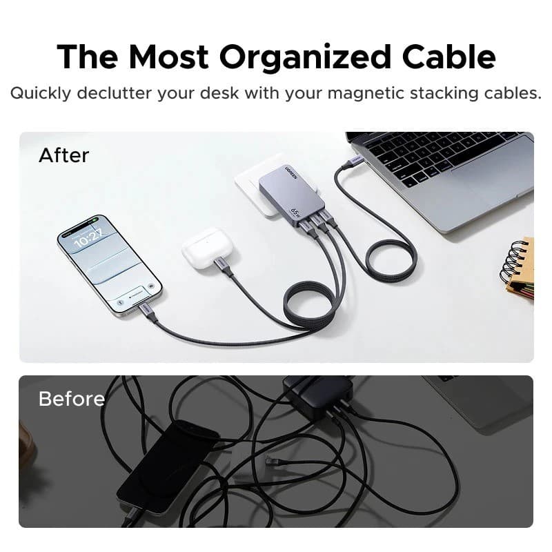 UGREEN สายชาร์จแม่เหล็ก 100W ชิป E-Marker ถ่ายโอนข้อมูล 480Mbps สำหรับ iPhone/Android รุ่น 55517 รูปที่ 4