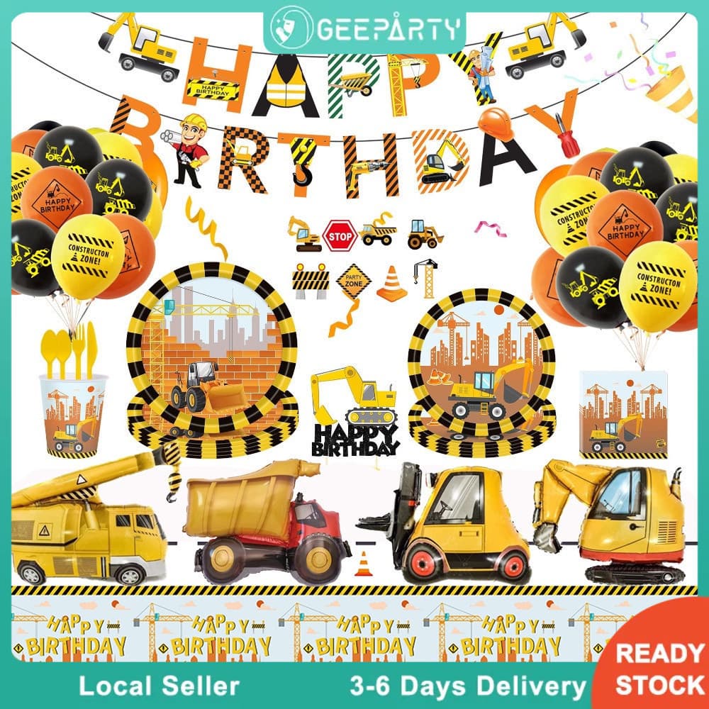 GeeParty อุปกรณ์บนโต๊ะปาร์ตี้ธีมก่อสร้าง สำหรับเด็ก ตกแต่งงานวันเกิด ปาร์ตี้สนุกสนาน รูปที่ 1