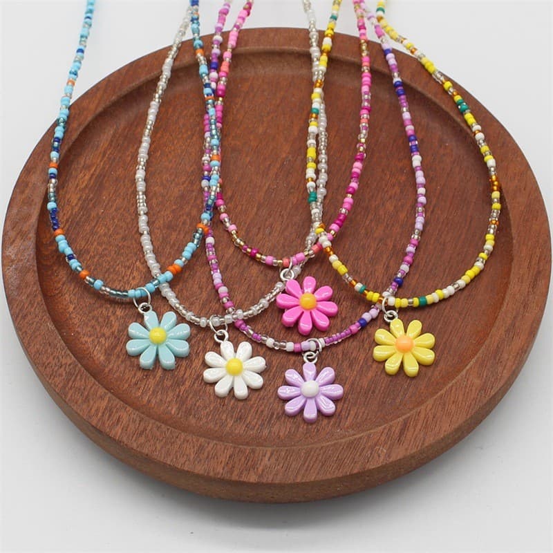จี้ดอกไม้ necklace เครื่องประดับแฟชั่น handmade หลายสี สําหรับผู้หญิง#0358 รูปที่ 1